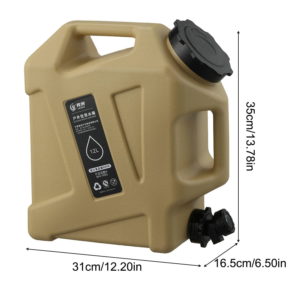 12L Camping Water Container with Faucet & Hose khaki by HitMyNeed