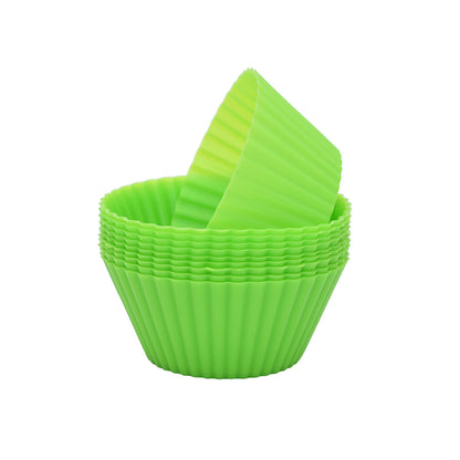 12pcs Reusable Silicone Muffin & Cupcake Molds green by HitMyNeed