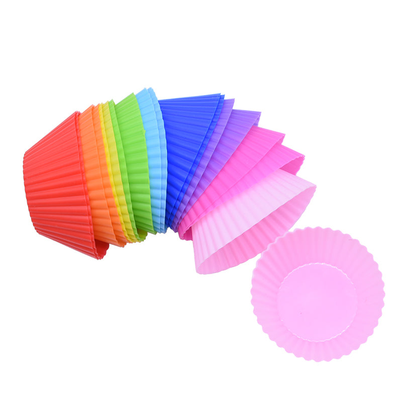 12pcs Reusable Silicone Muffin & Cupcake Molds mix-color by HitMyNeed