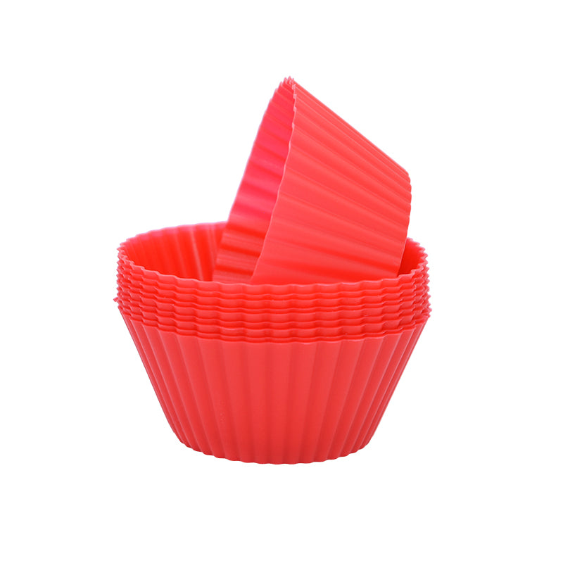 12pcs Reusable Silicone Muffin & Cupcake Molds red by HitMyNeed