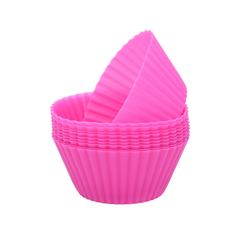 12pcs Reusable Silicone Muffin & Cupcake Molds rose-red by HitMyNeed