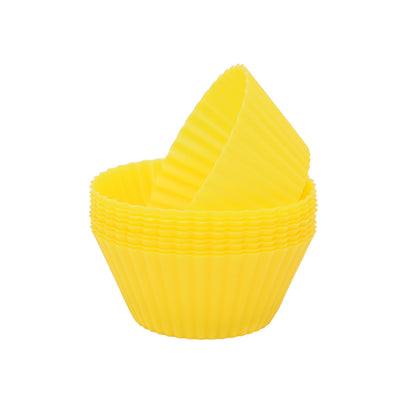 12pcs Reusable Silicone Muffin & Cupcake Molds yellow by HitMyNeed