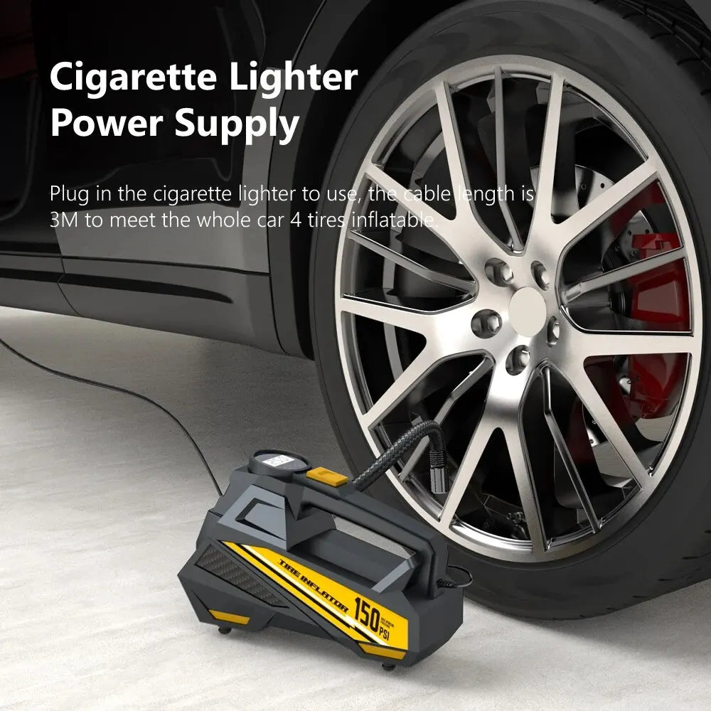 12V 150 PSI Corded Car Air Pump with LED Light by HitMyNeed