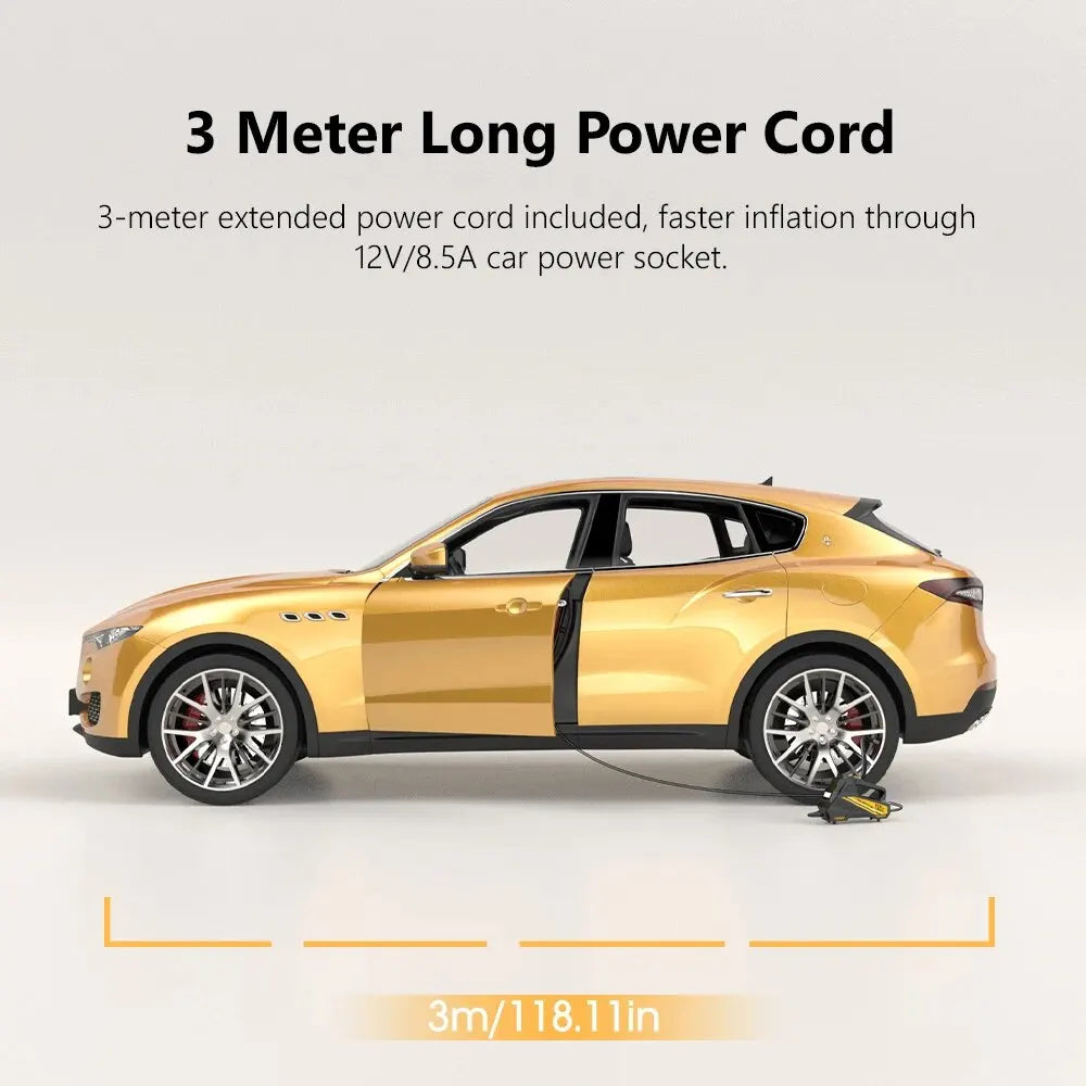 12V 150 PSI Corded Car Air Pump with LED Light by HitMyNeed