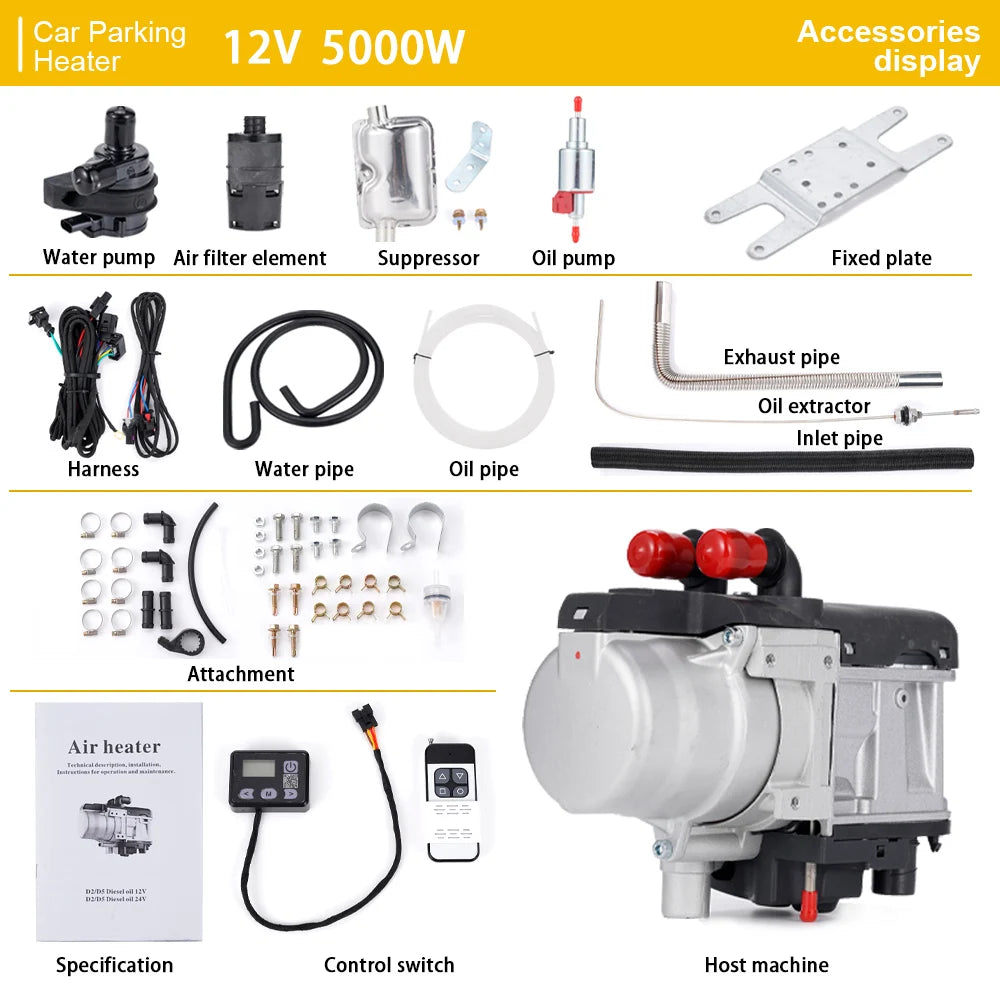12V 5kW Diesel/Gasoline Engine & Cabin Parking Heater by HitMyNeed