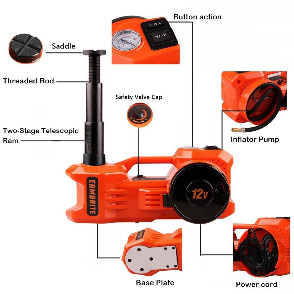 12V Electric Hydraulic Floor Jack Set with Wrench by HitMyNeed