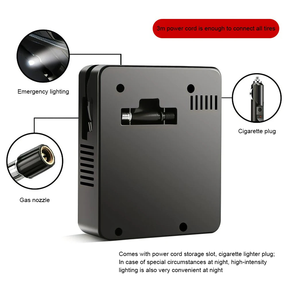 12V Mini Tire Inflator 100PSI Portable Air Compressor by HitMyNeed