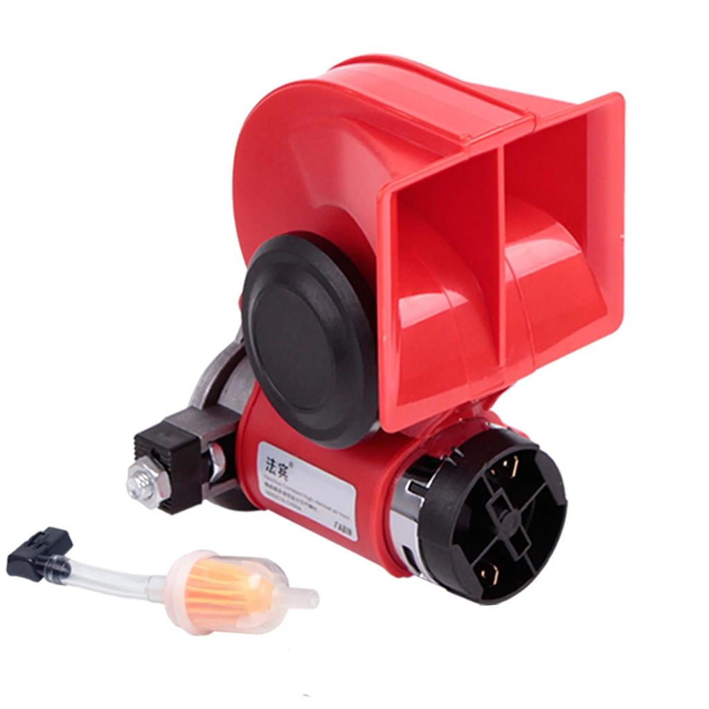 12V Snail Air Horn 150dB Dual Tone with Relay Harness 24v red by HitMyNeed