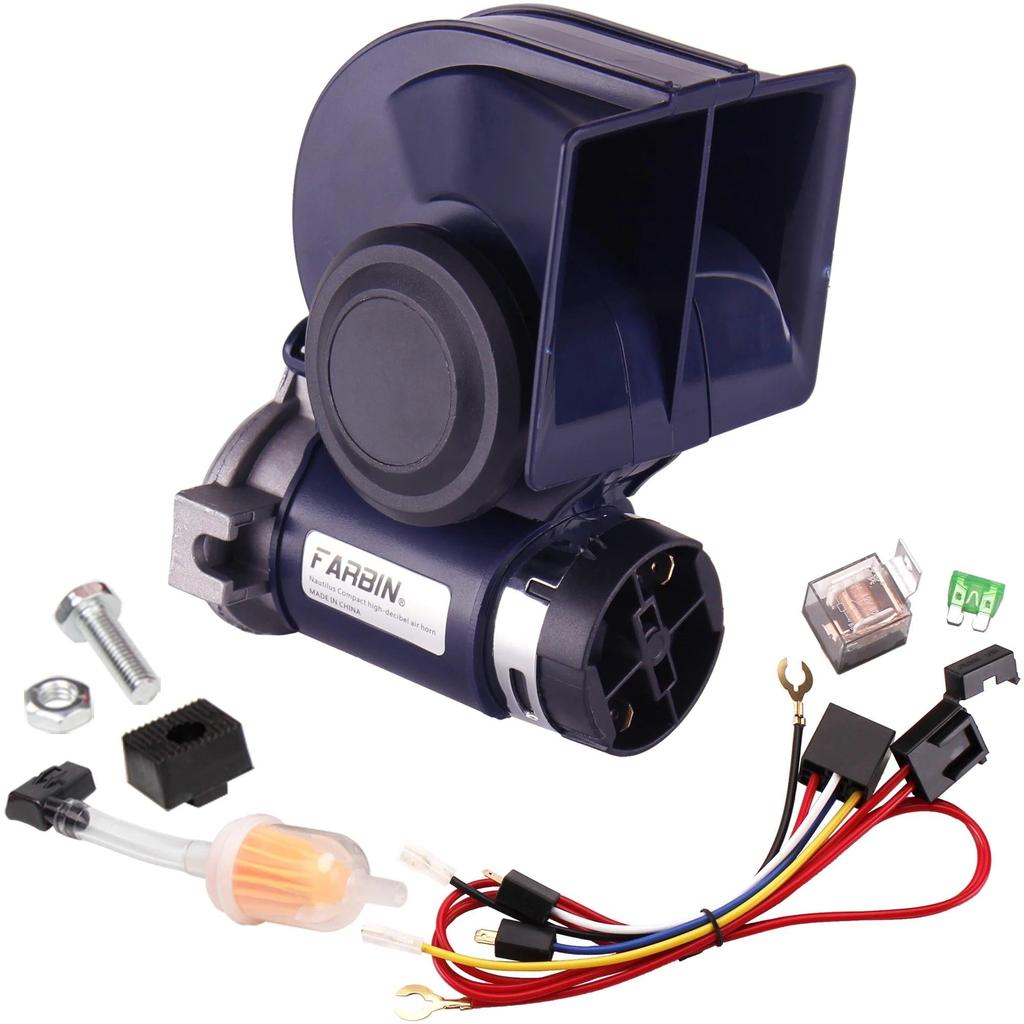 12V Snail Air Horn 150dB Dual Tone with Relay Harness 24v relay-harness-365458 by HitMyNeed