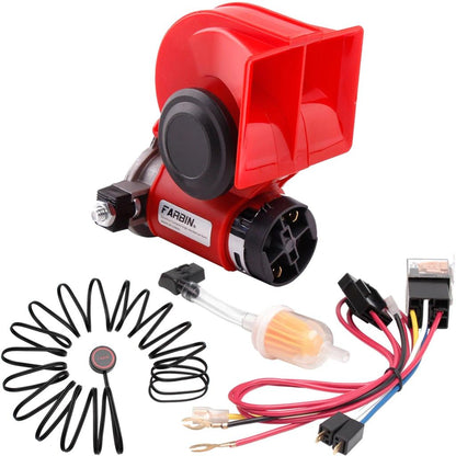 12V Snail Air Horn 150dB Dual Tone with Relay Harness 24v relay-harness-button-200003699 by HitMyNeed