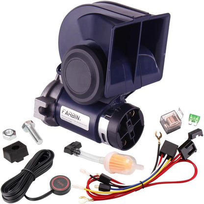 12V Snail Air Horn 150dB Dual Tone with Relay Harness 24v relay-harness-button-350850 by HitMyNeed
