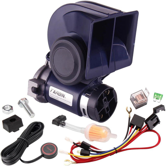 12V Snail Air Horn 150dB Dual Tone with Relay Harness 24v relay-harness-button-350850 by HitMyNeed