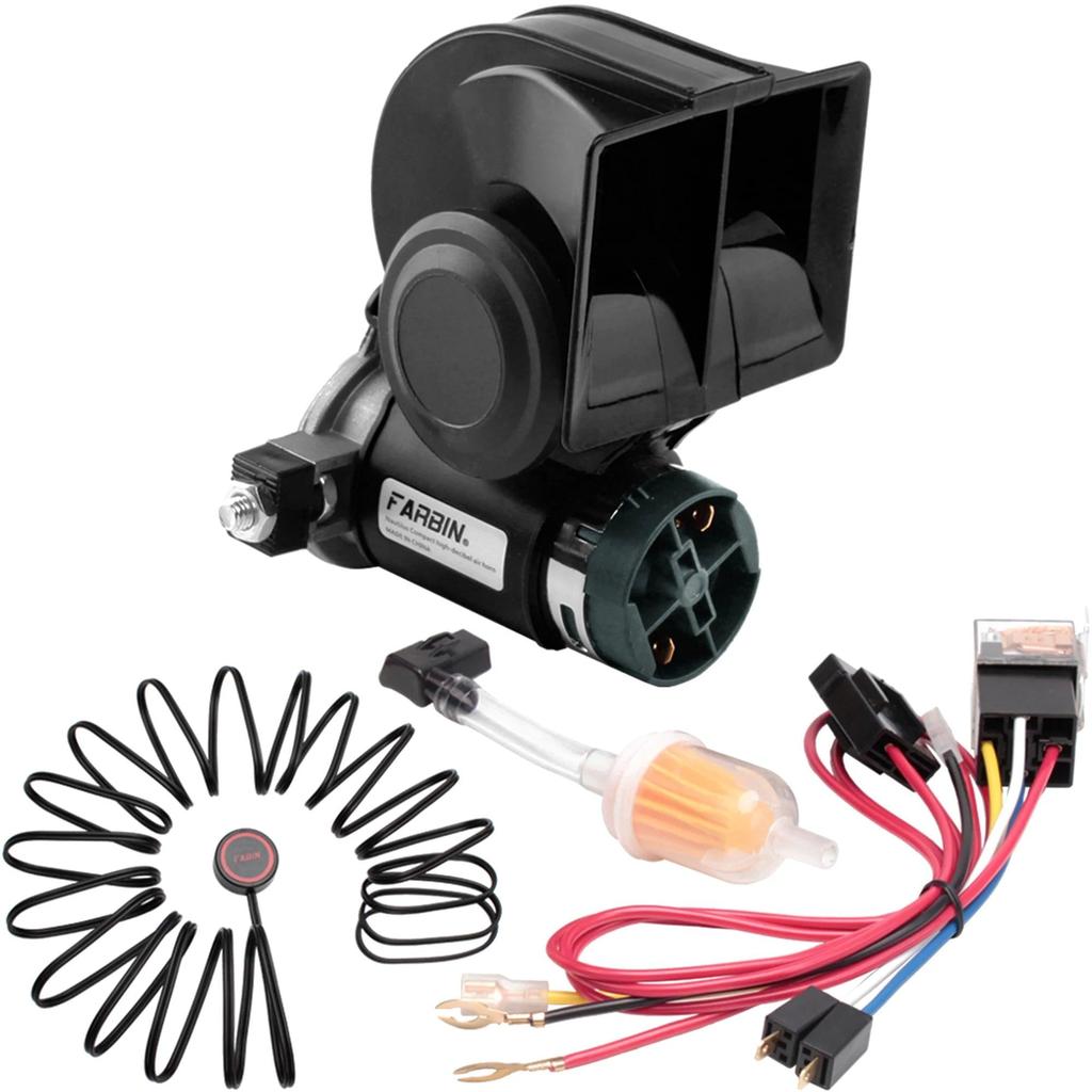 12V Snail Air Horn 150dB Dual Tone with Relay Harness 24v relay-harness-button by HitMyNeed