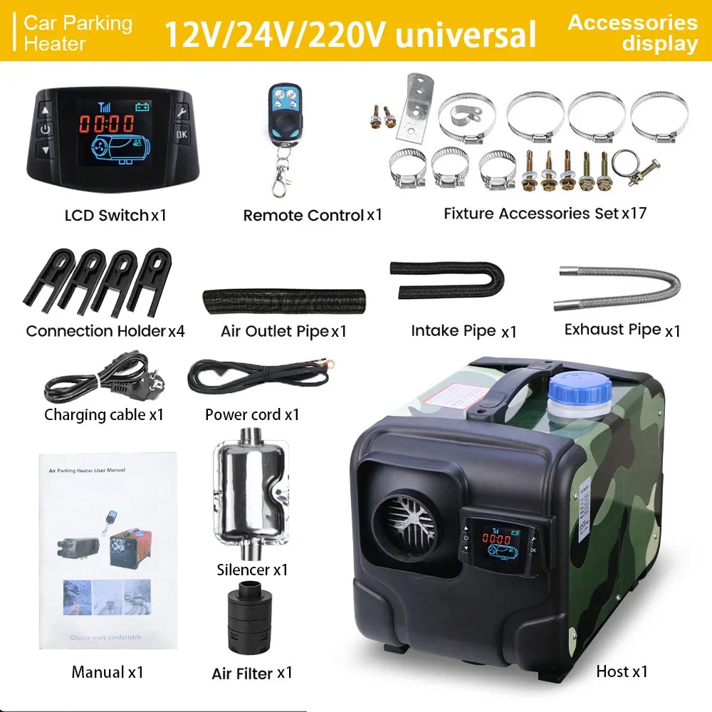 12V/24V 8kW Diesel Air Parking Heater with LCD Remote by HitMyNeed