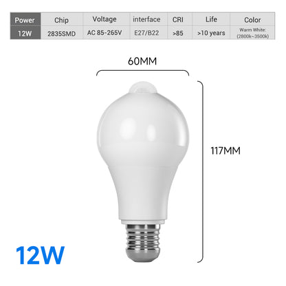 12W E27 PIR Motion Sensor Dusk to Dawn LED Bulb by HitMyNeed