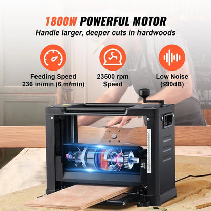 13" Benchtop Thickness Planer, 15A, Two-Blade, 110V by HitMyNeed