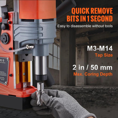1300-1550W Magnetic Drill Press with 1-Second Bit Release by HitMyNeed