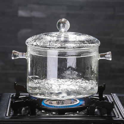 1300ml High Borosilicate Clear Glass Cooking Pot by HitMyNeed