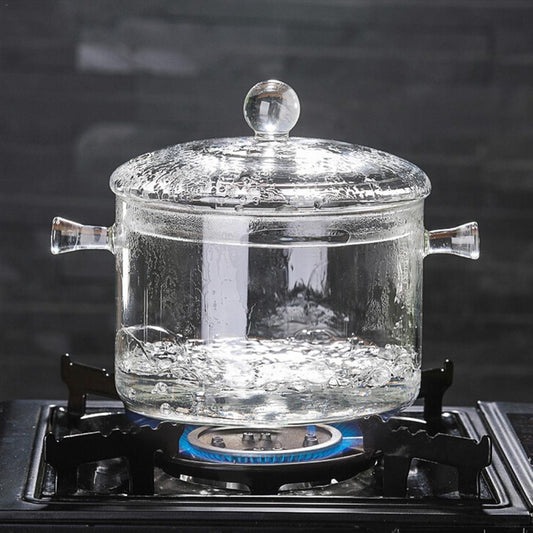 1300ml High Borosilicate Clear Glass Cooking Pot by HitMyNeed