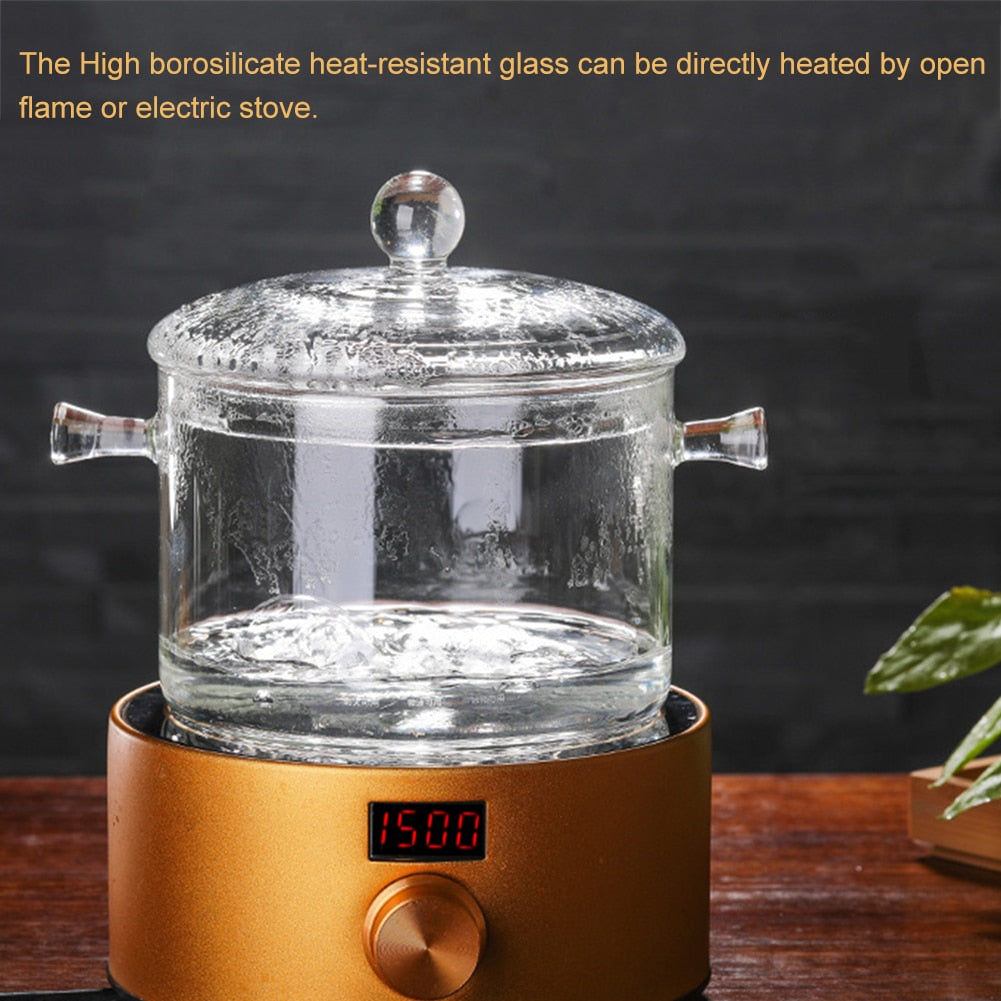 1300ml High Borosilicate Clear Glass Cooking Pot by HitMyNeed