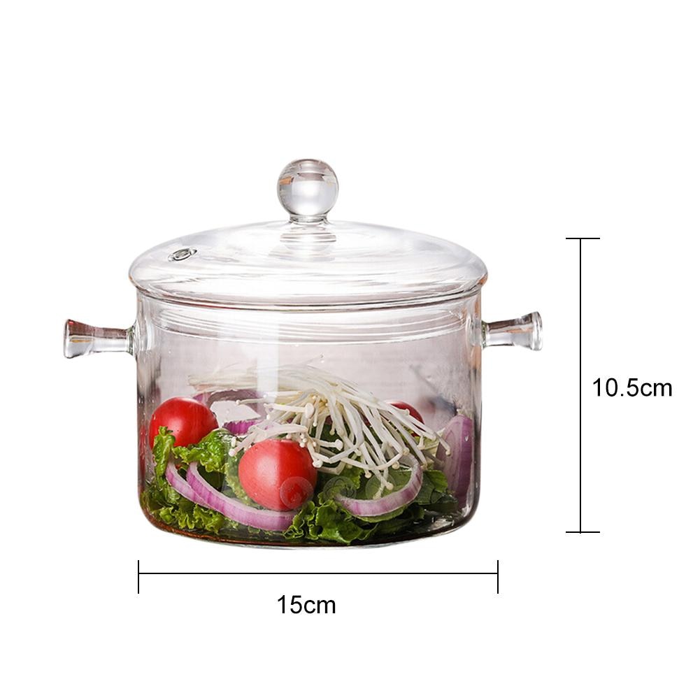 1300ml High Borosilicate Clear Glass Cooking Pot by HitMyNeed