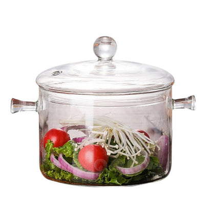 1300ml High Borosilicate Clear Glass Cooking Pot by HitMyNeed