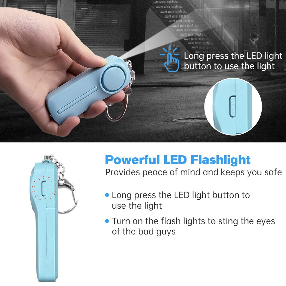 130dB Personal Security Alarm Keychain with LED Light by HitMyNeed