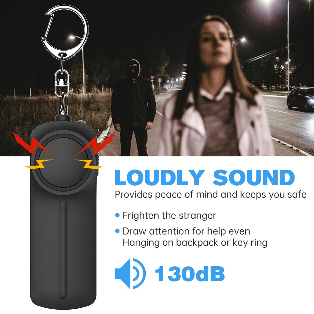 130dB Personal Security Alarm Keychain with LED Light by HitMyNeed