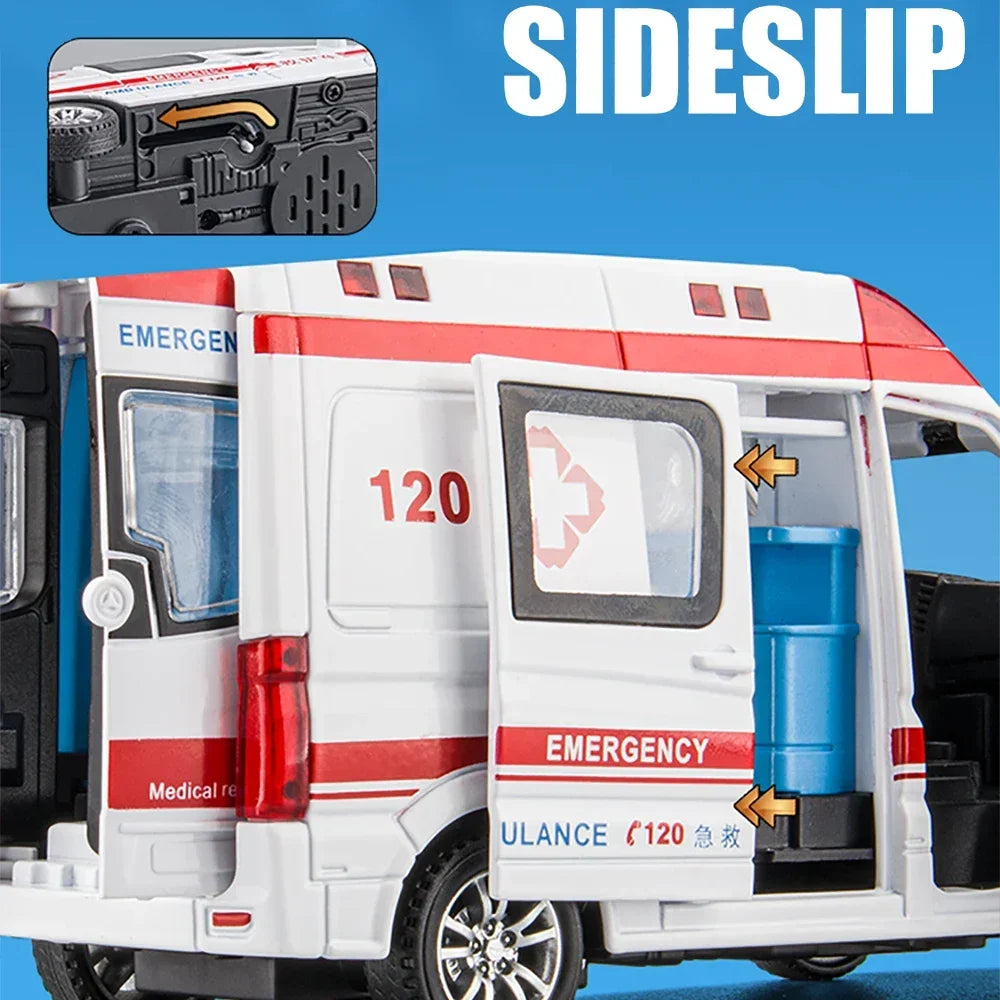 1:32 Diecast Ambulance Toy Car with Lights & Sound by HitMyNeed