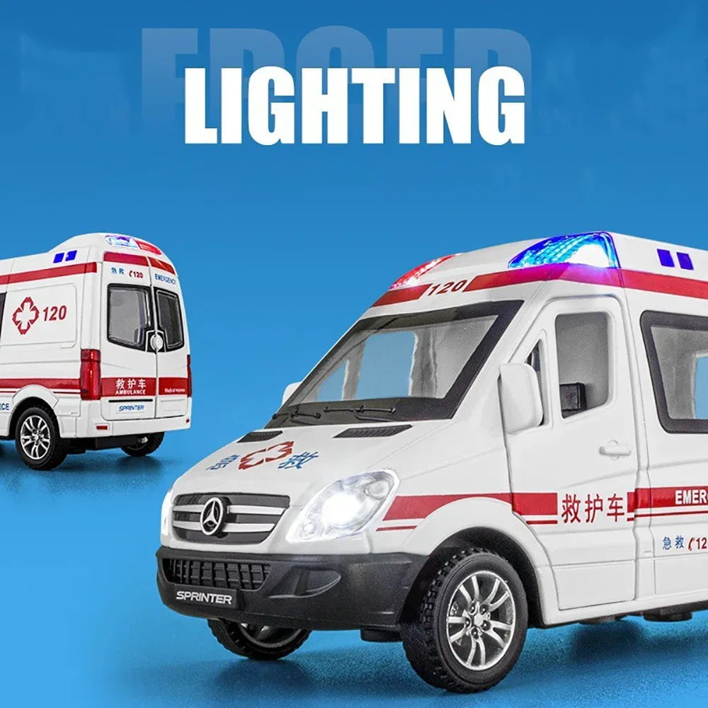 1:32 Diecast Ambulance Toy Car with Lights & Sound by HitMyNeed