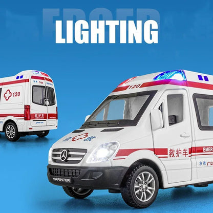 1:32 Diecast Ambulance Toy Car with Lights & Sound by HitMyNeed