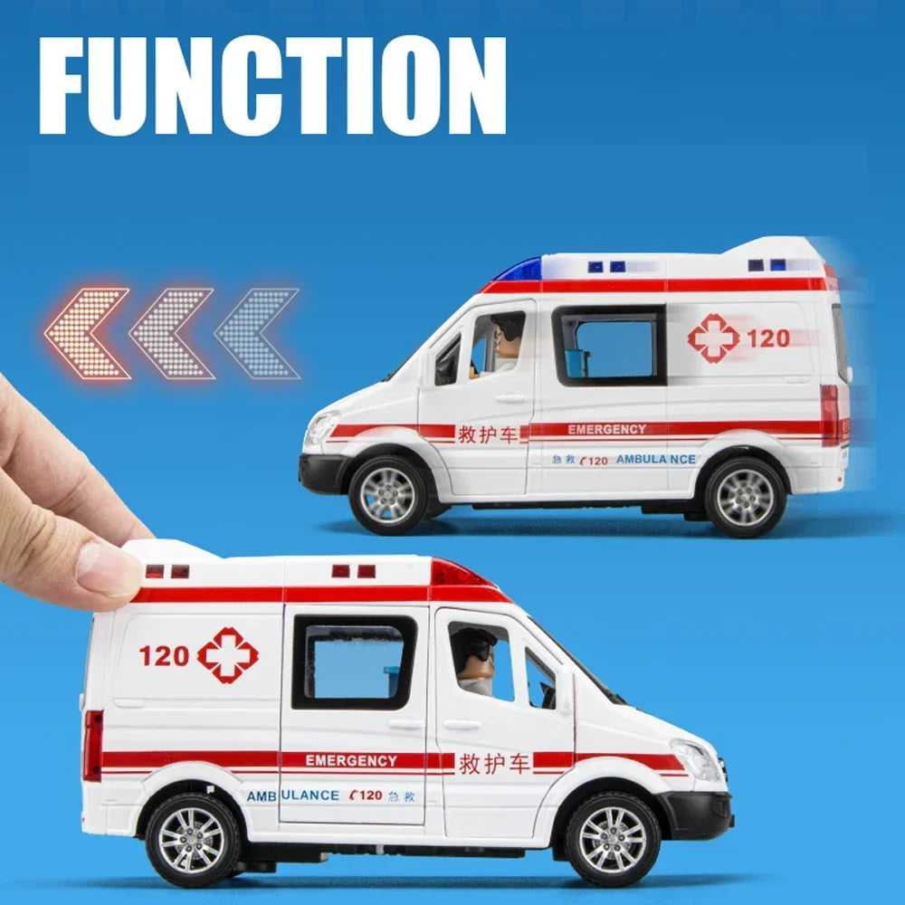 1:32 Diecast Ambulance Toy Car with Lights & Sound by HitMyNeed