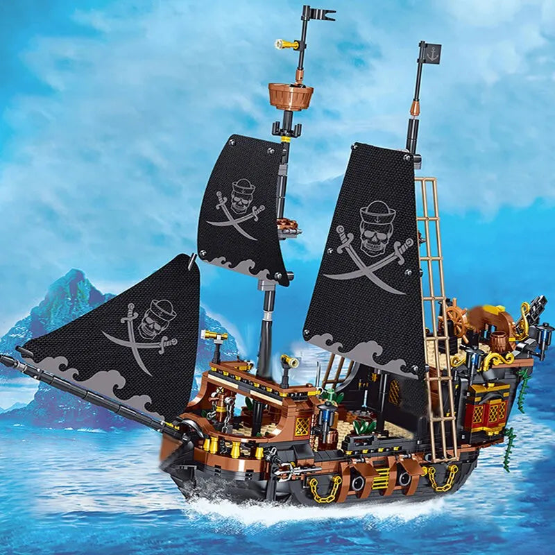 1,328-Piece Pirate Storm Ship Micro Building Block Set by HitMyNeed