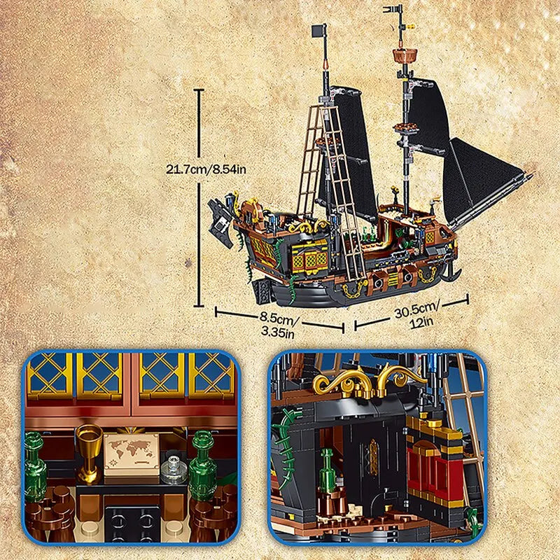 1,328-Piece Pirate Storm Ship Micro Building Block Set by HitMyNeed