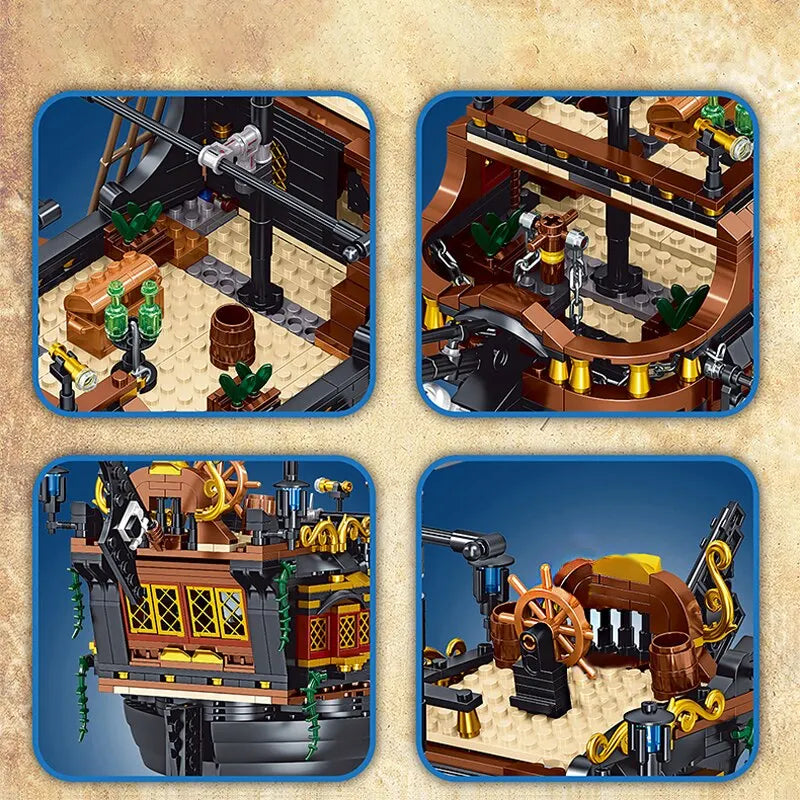 1,328-Piece Pirate Storm Ship Micro Building Block Set by HitMyNeed