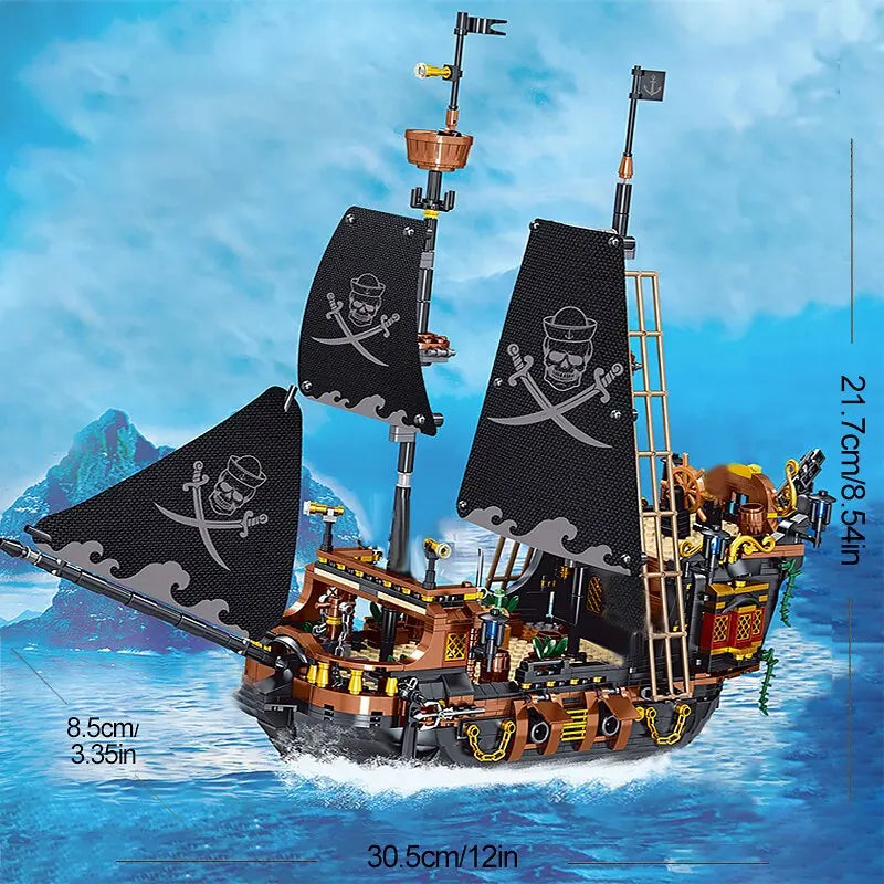 1,328-Piece Pirate Storm Ship Micro Building Block Set by HitMyNeed