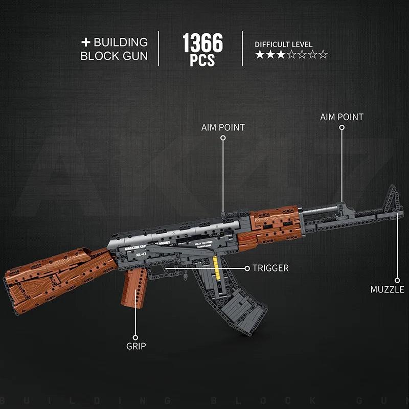 1366-Piece AK47 Rifle Building Block Model Toy by HitMyNeed