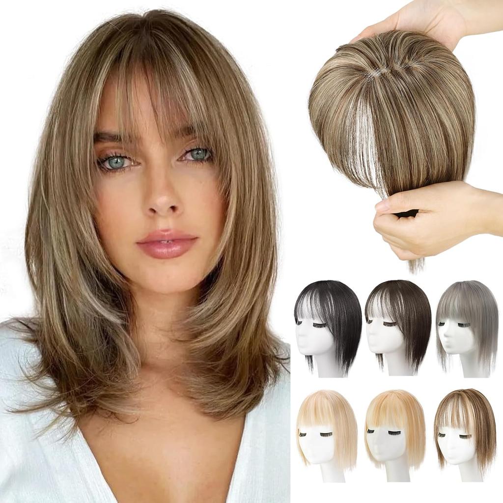 14" Brown Ombre Remy Human Hair Topper with Bangs by HitMyNeed