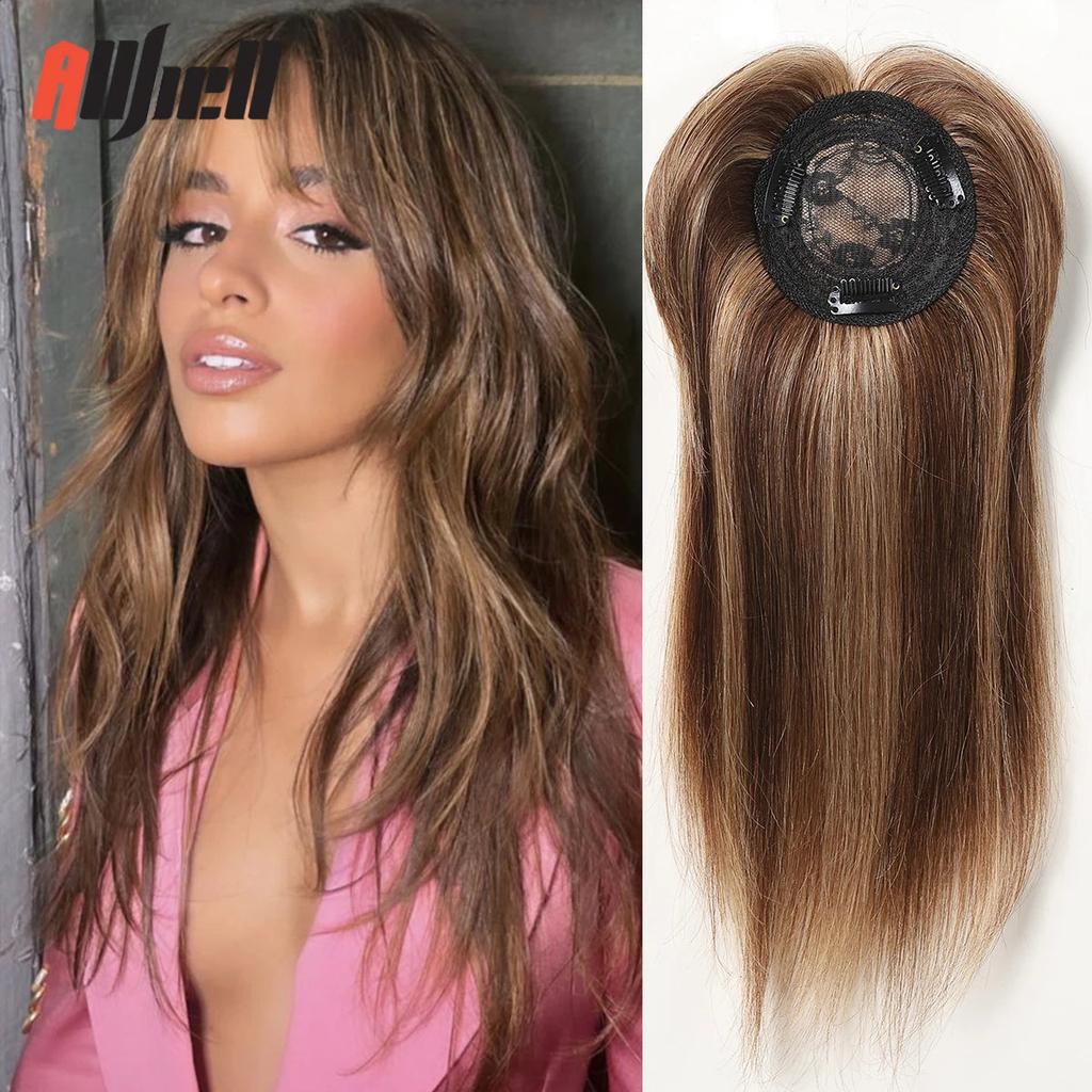 14" Brown Ombre Remy Human Hair Topper with Bangs hfk1003-12-2-12in by HitMyNeed