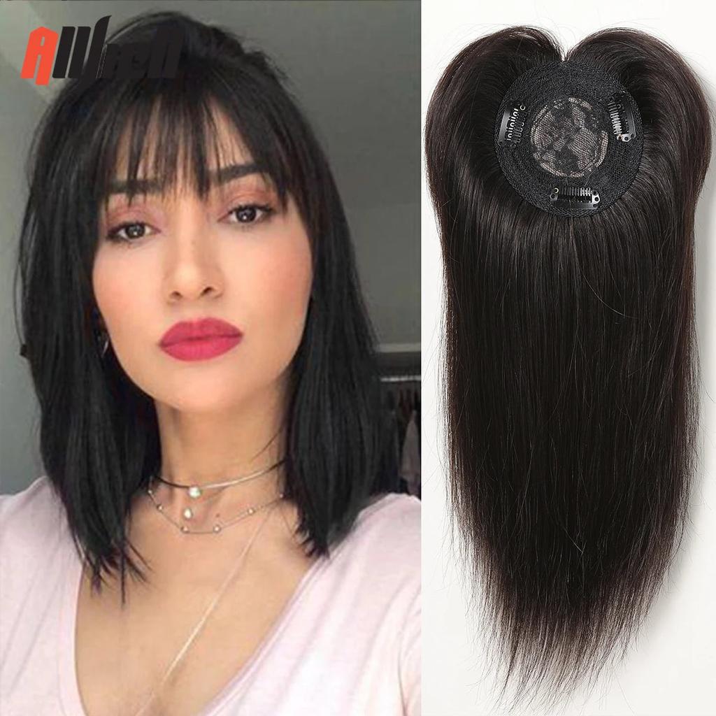 14" Brown Ombre Remy Human Hair Topper with Bangs hfk1003-12-3-12in by HitMyNeed