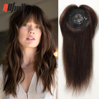 14" Brown Ombre Remy Human Hair Topper with Bangs hfk1003-12-4-12in by HitMyNeed