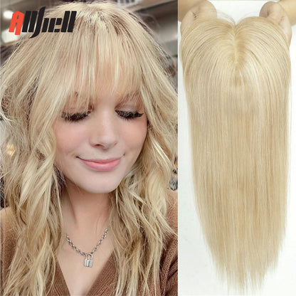 14" Brown Ombre Remy Human Hair Topper with Bangs hrfk004-1-14in by HitMyNeed
