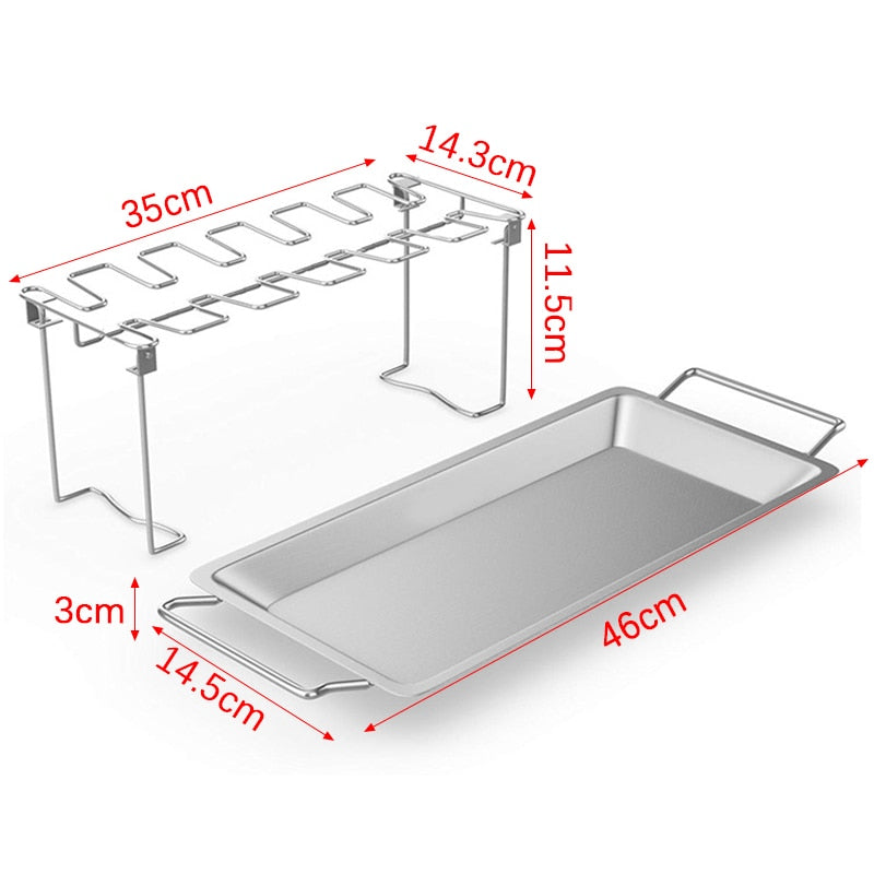 14 Grid Stainless Steel Drumstick Rack with Drip Tray by HitMyNeed