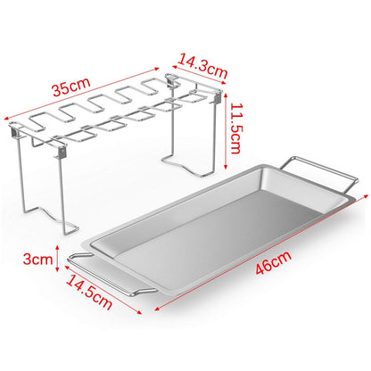 14 Grid Stainless Steel Drumstick Rack with Drip Tray by HitMyNeed