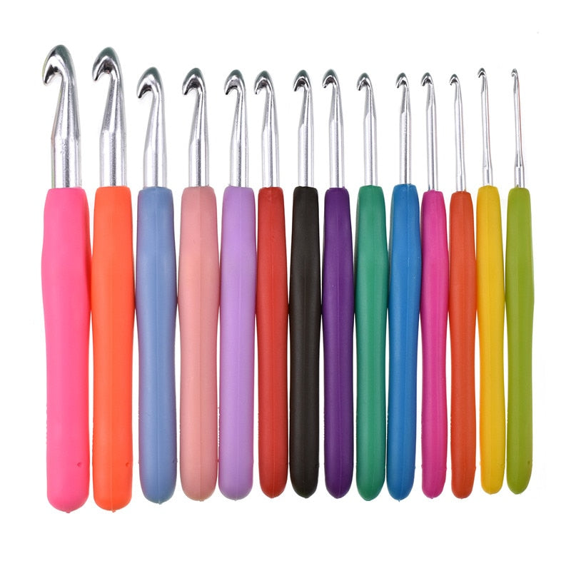 14-Piece Ergonomic Aluminum Crochet Hook Set by HitMyNeed