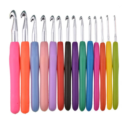 14-Piece Ergonomic Aluminum Crochet Hook Set by HitMyNeed