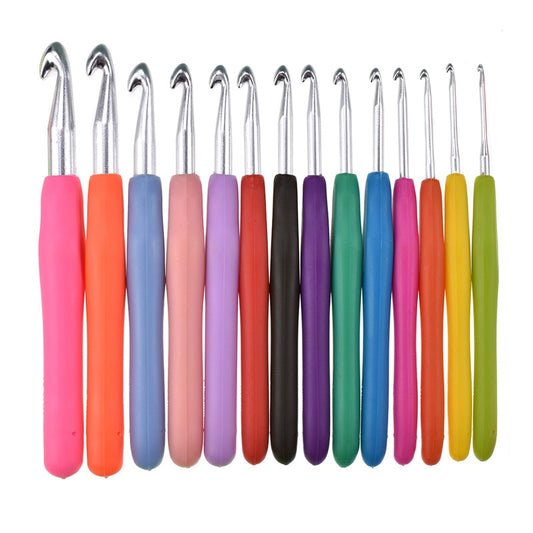 14-Piece Ergonomic Aluminum Crochet Hook Set by HitMyNeed