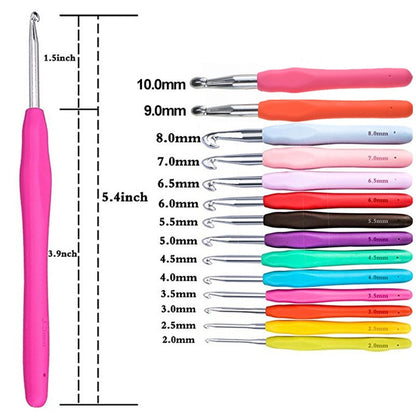 14-Piece Ergonomic Aluminum Crochet Hook Set by HitMyNeed