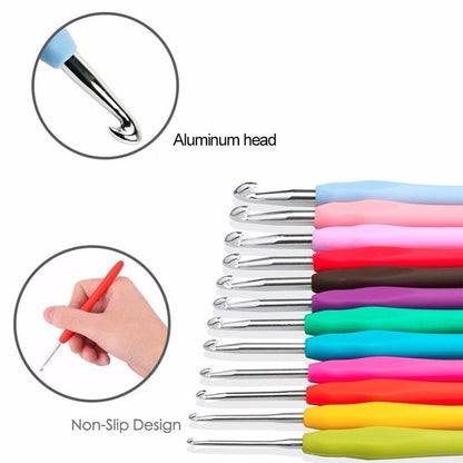 14-Piece Ergonomic Aluminum Crochet Hook Set by HitMyNeed