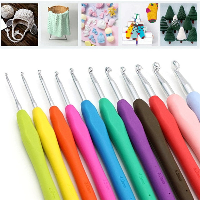 14-Piece Ergonomic Aluminum Crochet Hook Set by HitMyNeed